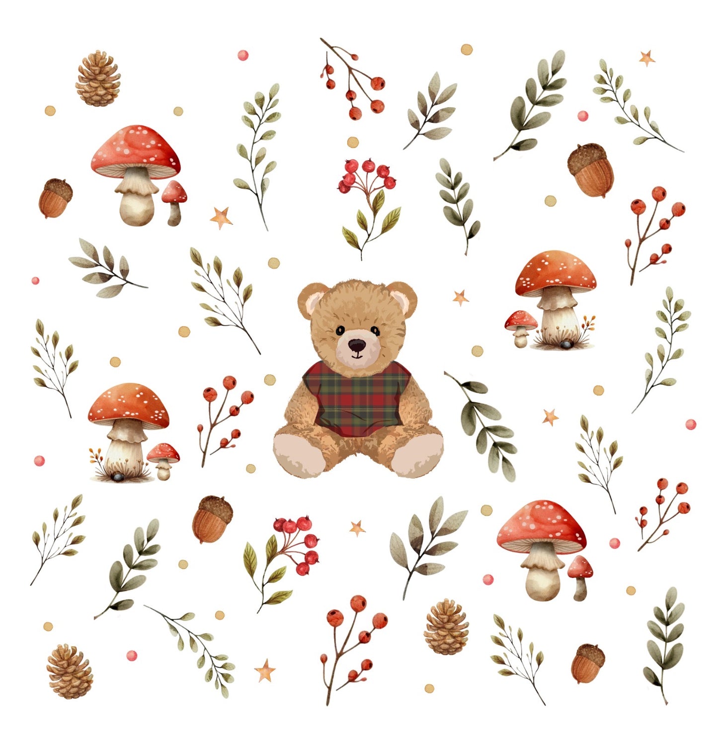 Set Mussola Autunnale “Orsacchiotto” – 120x120 cm + 2 Mini Mussole 30x30 cm